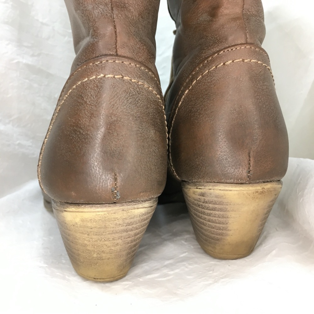 Cathy Jean Light Brown Lace-Up Boots with Plaid Lining -7- - Picture 9 of 16